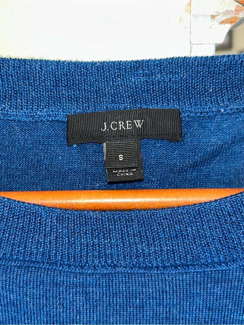 J. Crew Tippi 3/4 Length Sleeve Merino Wool Sweater in Aegean Sea Blue Small